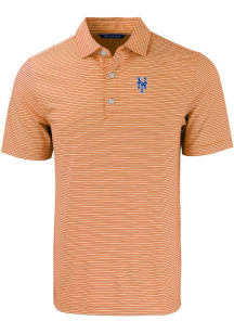 Cutter and Buck New York Mets Mens Orange Forge Double Stripe Short Sleeve Polo
