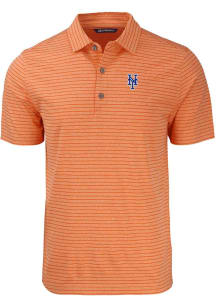 Cutter and Buck New York Mets Mens Orange Forge Heather Stripe Short Sleeve Polo