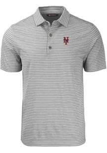 Cutter and Buck New York Mets Mens Grey Forge Heather Stripe Short Sleeve Polo