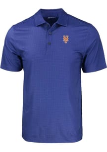 Cutter and Buck New York Mets Mens Blue Pike Eco Geo Print Short Sleeve Polo