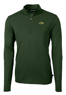 Cutter and Buck North Dakota State Bison Mens Green Virtue Eco Pique Long Sleeve Qtr Zip Pullover