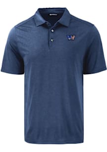 Cutter and Buck Washington Commanders Mens Navy Blue Americana Coastline Eco Short Sleeve Polo