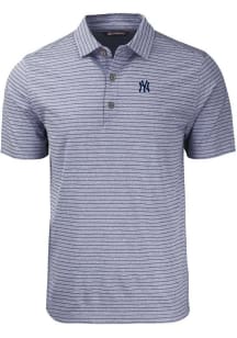 Cutter and Buck New York Yankees Mens Navy Blue Forge Heather Stripe Short Sleeve Polo