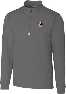 Cutter and Buck Montreal Expos Mens Grey Cooperstown Traverse Big and Tall 1/4 Zip Pullover