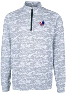 Cutter and Buck Montreal Expos Mens Charcoal Cooperstown Traverse Camo Big and Tall 1/4 Zip Pull..
