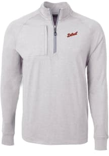 Cutter and Buck Detroit Tigers Mens Grey Cooperstown Adapt Eco Knit Big and Tall Qtr Zip
