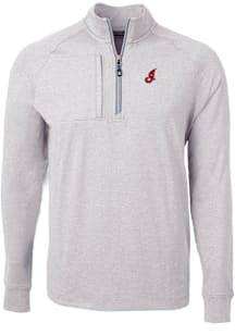 Cutter and Buck Cleveland Guardians Mens Grey Cooperstown Adapt Eco Knit Big and Tall Qtr Zip