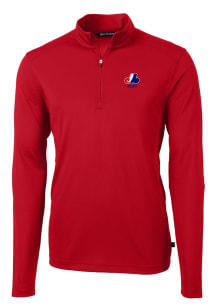 Cutter and Buck Montreal Expos Mens Red Cooperstown Virtue Eco Pique Big and Tall 1/4 Zip Pullov..