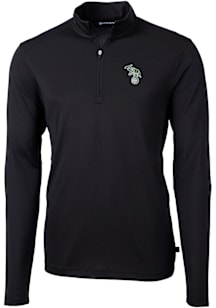 Cutter and Buck Oakland Athletics Mens Black Cooperstown Virtue Eco Pique Big and Tall Qtr Zip