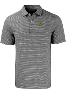 Cutter and Buck Oakland Athletics Mens Black Forge Double Stripe Short Sleeve Polo