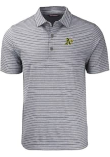 Cutter and Buck Oakland Athletics Mens Black Forge Heather Stripe Short Sleeve Polo