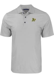 Cutter and Buck Oakland Athletics Mens Grey Pike Eco Geo Print Short Sleeve Polo