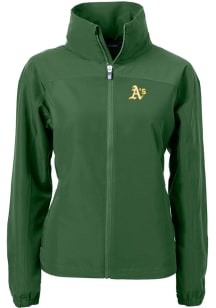 Cutter and Buck Oakland Athletics Womens Green Charter Eco Light Weight Jacket