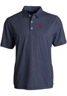 Cutter and Buck Philadelphia Phillies Navy Blue Pike Symmetry Big and Tall Polo