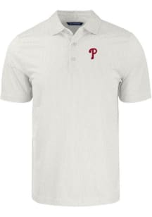 Cutter and Buck Philadelphia Phillies Big and Tall White Pike Symmetry Big and Tall Golf Shirt