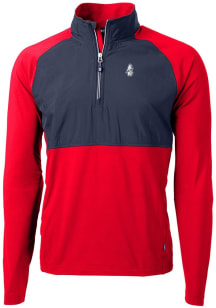 Cutter and Buck Chicago Cubs Mens Red Cooperstown Adapt Eco Hybrid Long Sleeve Qtr Zip Pullover