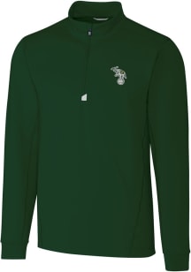 Cutter and Buck Oakland Athletics Mens Green Cooperstown Traverse Long Sleeve Qtr Zip Pullover