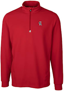 Cutter and Buck Los Angeles Angels Mens Red Cooperstown Traverse Long Sleeve Qtr Zip Pullover