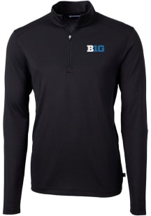 Cutter and Buck Big Ten Mens Black Virtue Eco Pique Big and Tall 1/4 Zip Pullover
