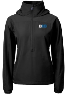 Womens Big Ten Black Cutter and Buck Charter Eco Long Sleeve Pullover