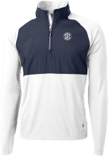 Cutter and Buck SEC Mens White Adapt Eco Long Sleeve 1/4 Zip Pullover