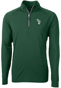 Cutter and Buck Oakland Athletics Mens Green Cooperstown Adapt Eco Knit Long Sleeve Qtr Zip Pullov..