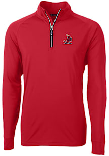 Cutter and Buck St Louis Cardinals Mens Red Cooperstown Adapt Eco Knit Long Sleeve Qtr Zip Pullove..