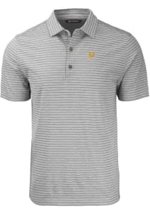 Cutter and Buck Pittsburgh Pirates Big and Tall Grey Forge Heather Stripe Big and Tall Golf Shir..