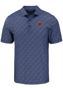 Cutter and Buck Chicago Bears Mens Navy Blue Historic Pike Pebble Short Sleeve Polo