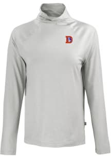 Cutter and Buck Denver Broncos Womens Grey Historic Coastline Eco Funnel Neck Crew Sweatshirt