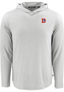 Cutter and Buck Denver Broncos Mens Grey Historic Coastline Eco Long Sleeve Hoodie