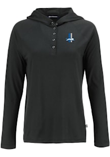 Cutter and Buck Detroit Lions Womens Black Historic Coastline Eco Hooded Sweatshirt