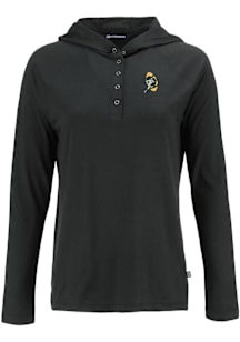 Cutter and Buck Green Bay Packers Womens Black Historic Coastline Eco Hooded Sweatshirt