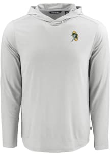 Cutter and Buck Green Bay Packers Mens Grey Historic Coastline Eco Long Sleeve Lightweight Hoodie