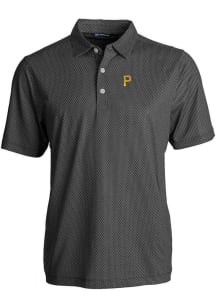 Cutter and Buck Pittsburgh Pirates Mens Black Pike Symmetry Short Sleeve Polo