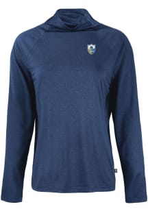 Cutter and Buck Los Angeles Chargers Womens Navy Blue Historic Coastline Eco Funnel Neck Crew Sw..