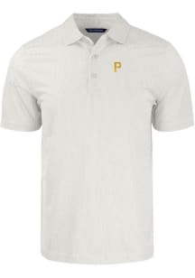 Cutter and Buck Pittsburgh Pirates Mens White Pike Symmetry Short Sleeve Polo