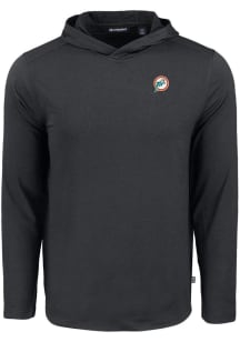 Cutter and Buck Miami Dolphins Mens Black Historic Coastline Eco Long Sleeve Hoodie