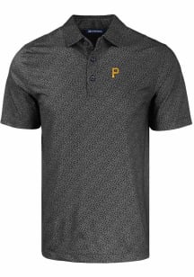 Cutter and Buck Pittsburgh Pirates Mens Black Pike Pebble Short Sleeve Polo