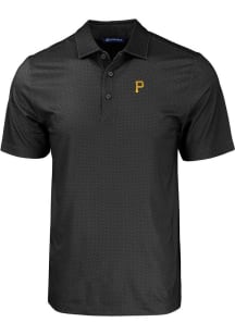Cutter and Buck Pittsburgh Pirates Mens Black Pike Eco Geo Print Short Sleeve Polo