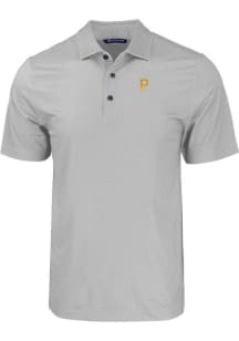 Cutter and Buck Pittsburgh Pirates Mens Grey Pike Eco Geo Print Short Sleeve Polo