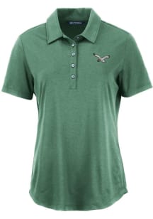 Cutter and Buck Philadelphia Eagles Womens Green Historic Coastline Eco Short Sleeve Polo Shirt