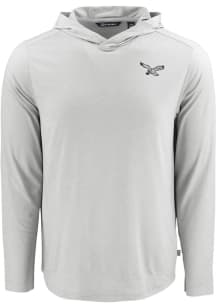 Cutter and Buck Philadelphia Eagles Mens Grey Historic Coastline Eco Long Sleeve Lightweight Hoodi..