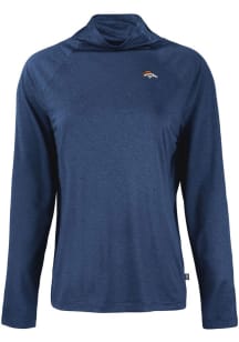 Cutter and Buck Denver Broncos Womens Navy Blue Coastline Eco Funnel Neck Crew Sweatshirt