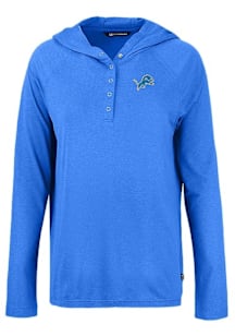 Cutter and Buck Detroit Lions Womens Blue Coastline Eco Hooded Sweatshirt