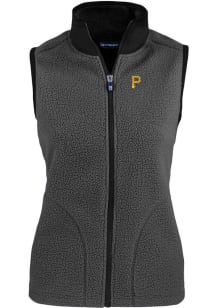 Cutter and Buck Pittsburgh Pirates Womens Grey Cascade Sherpa Vest