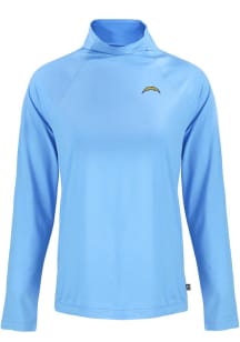 Cutter and Buck Los Angeles Chargers Womens Light Blue Coastline Eco Funnel Neck Crew Sweatshirt