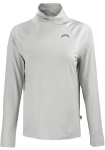Cutter and Buck Los Angeles Chargers Womens Grey Coastline Eco Funnel Neck Crew Sweatshirt