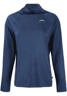 Cutter and Buck Los Angeles Chargers Womens Navy Blue Coastline Eco Funnel Neck Crew Sweatshirt