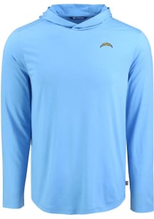 Cutter and Buck Los Angeles Chargers Mens Light Blue Coastline Eco Long Sleeve Hoodie